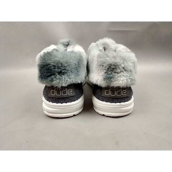 Hey Dude Britt Women's 9 Sunset Smoke Gray Faux Fur Ankle High Bootie - Picture 4 of 11